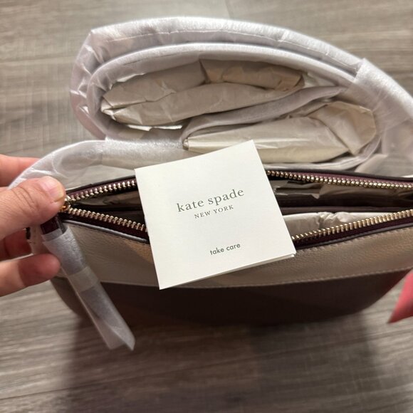 NWT Kate Spade New York Triple Gusset Color Block Crossbody Bag Purse Neutral - Picture 8 of 8